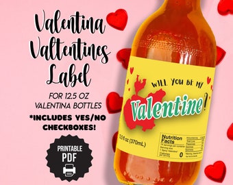 Will You Be My Valentine? Valentina Valentine Label, Mexican Valentines Card, Latino Valentines Card