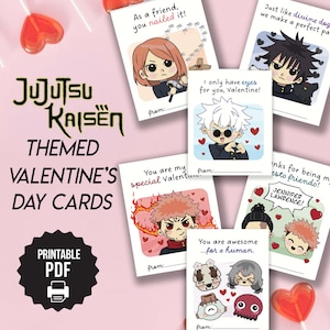JJK Valentinstagskarten, druckbare Anime Valentinstagskarten, Jujutsu Kaisen Valentinstag, Gojo Valentinstagskarte, Anime Liebhaber Geschenk, Manga Liebhaber Geschenk