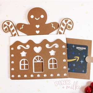 Lebkuchen-Haus Geschenk Kartenhalter SVG, Weihnachtsgeschenk Kartenhalter, Last Minute Urlaub, Geschenke, Weihnachtsgeschenke, Cut File für Cricut