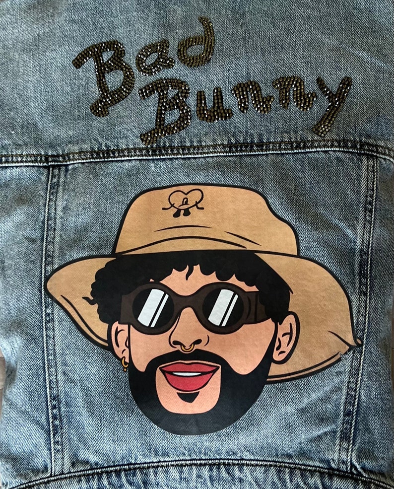 Bad Bunny Denim Jacket Bad Bunny Jean Jacket Bad Bunny Etsy Australia