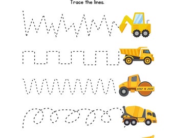 Prewriting Transportation Line Tracing Worksheets for Preschool, Fine ...