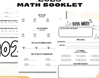 2025 Math Booklet | 2025 Themed Math Worksheets | Elementary Math 2025