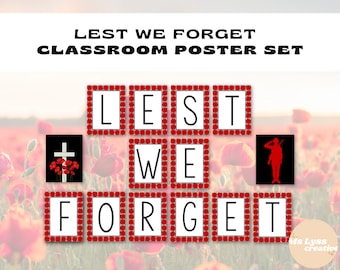 Remembrance Day Poster Set, Lest We Forget, Veterans Day, Classroom Posters, Remembrance Day, November