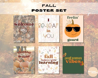 Fall Poster Set, Chill Fall Posters, Fall Classroom Decor