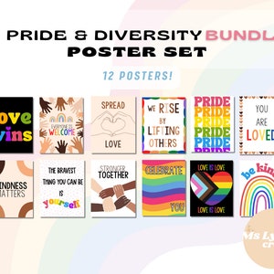 Diversity, Pride, Inclusion Poster Bundle, LGBTQ+, Decor Poster Set, Teacher Posters, Classroom Decor, Office