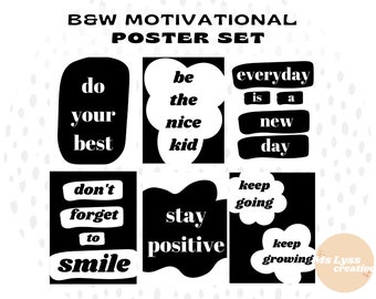 B&W Motivational Prints, Classroom Prints, Classroom Decor, Bulletin Board Postrs