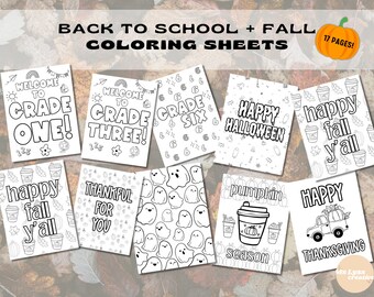 Fall Colouring Sheets | Back to School | Thanksgiving | Halloween
