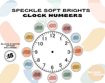 Clock Numbers, Speckle Soft Brights | Black & White