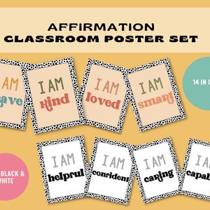 Affirmation Poster Set, Self Love Posters, Classroom Prints, Classroom Decor