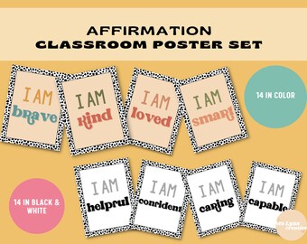 Affirmation Poster Set, Self Love Posters, Classroom Prints, Classroom Decor
