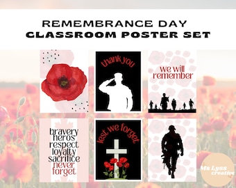 Remembrance Day Poster Set, Lest We Forget, Veterans Day, Classroom Posters, Remembrance Day, November, Canadian Remembrance Day