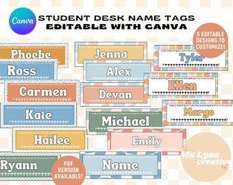 Editable Desk Name Tags | Student Name Plates | Editable Name Tags For Students