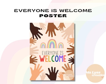 Everyone is Welcome Classroom Poster, Inclusive Posters, Decor Poster Set, Teacher Posters, Wall Art, Elementary Decor, Classroom Decor