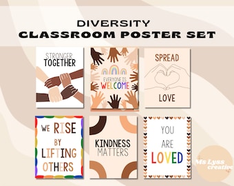 Vielfalt Klassenzimmer Poster Set, Inklusive Poster, Dekor Poster Set, Lehrer Poster, Wand Kunst, Elementar Dekor, Klassenzimmer Dekor, Büro