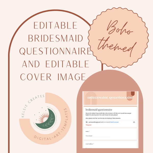 Boho Bridesmaid Questionnaire - Editable Google Form