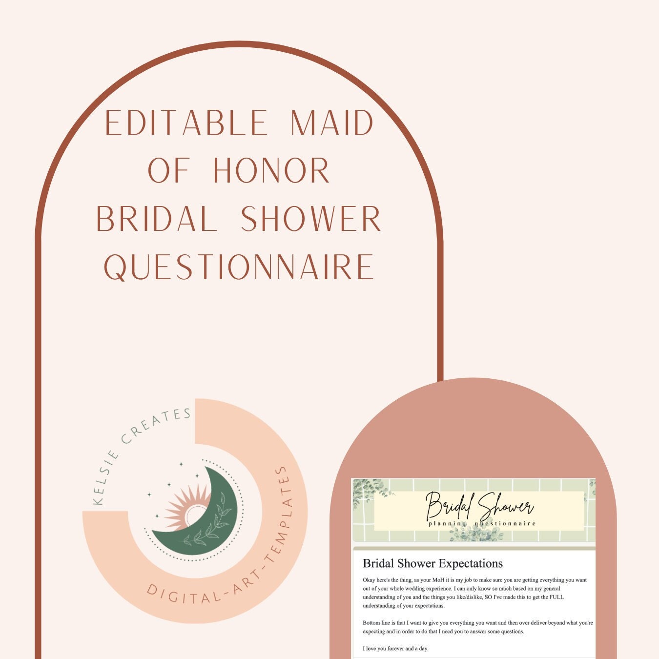 Maid of Honor Tool Bridal Shower Questionnaire for Bride to Etsy