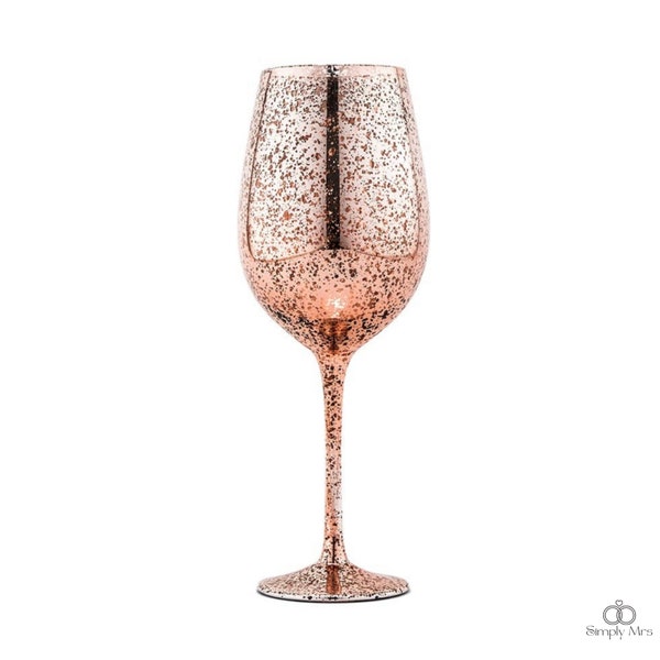 Rose Gold Wine Glass | Stemmed Wine Glass | Wedding Wine Glasses | Bridal Shower Wine Glasses