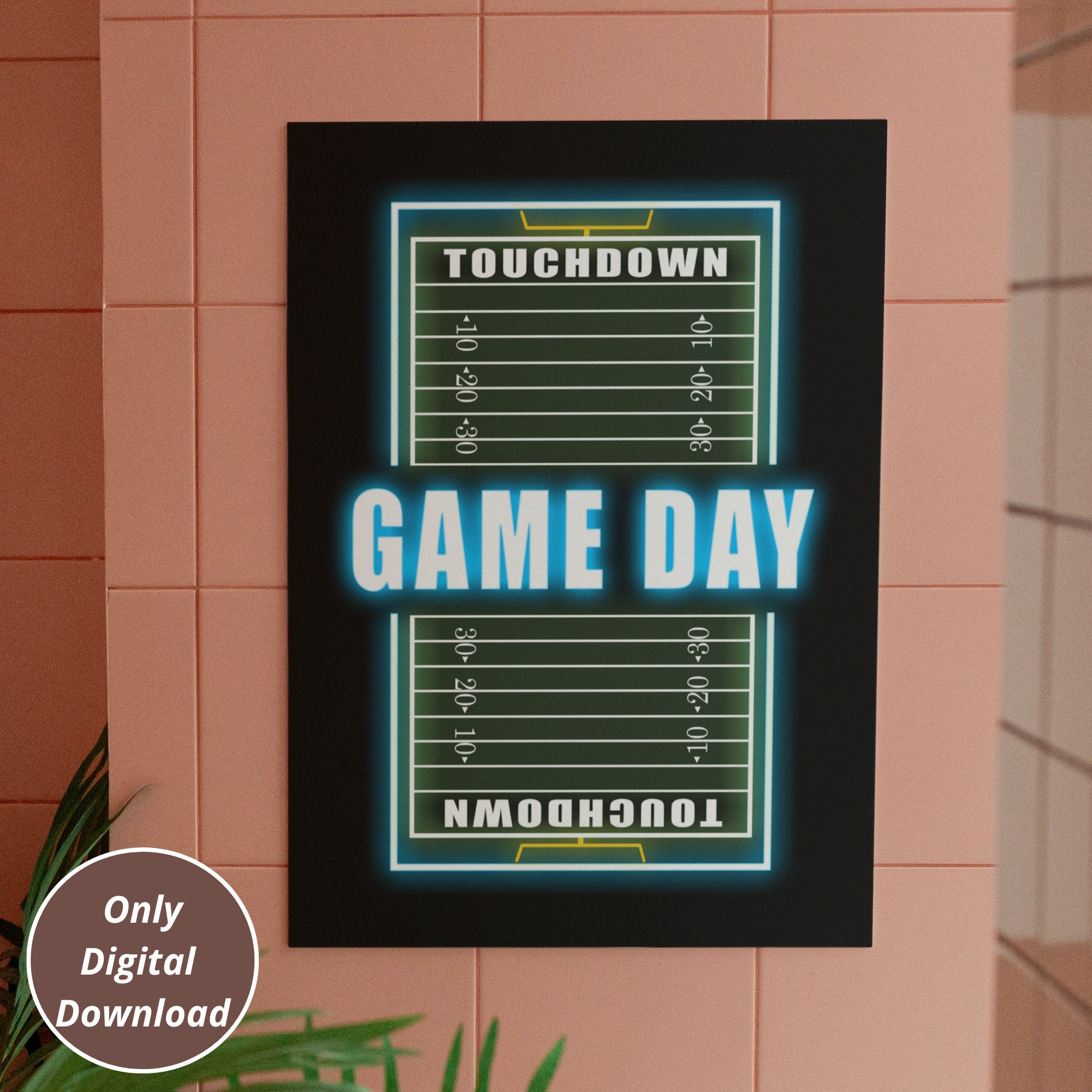 Cartel de neón de fútbol americano imprimible, impresión de touchdown ...