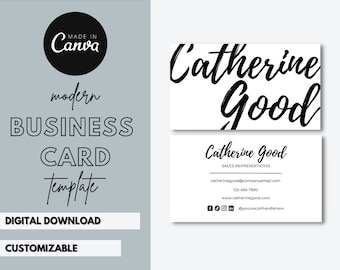 Custom Business Card Template, Modern Business Card, Editable Business Card, Customizable Template