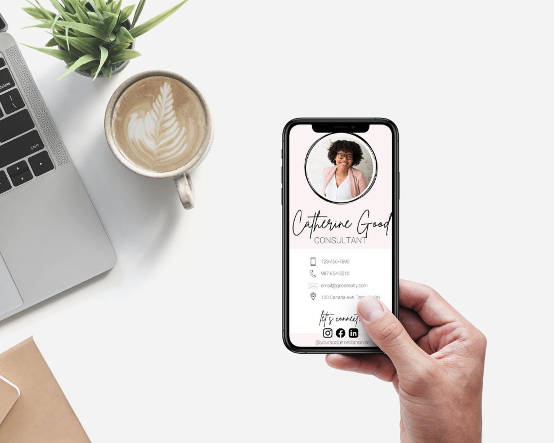 Digital Business Card Canva Template Modern Business Card Etsy Canada