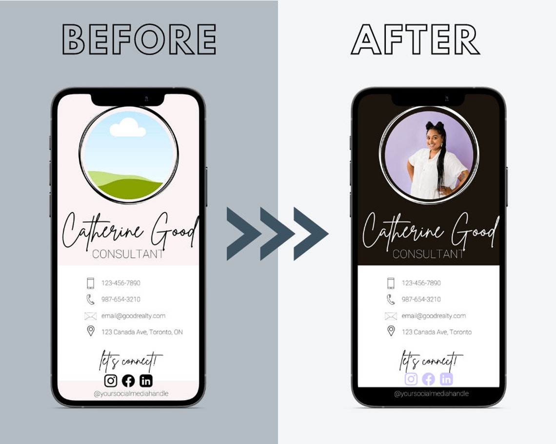 Digital Business Card Canva Template Modern Business Card Etsy Canada