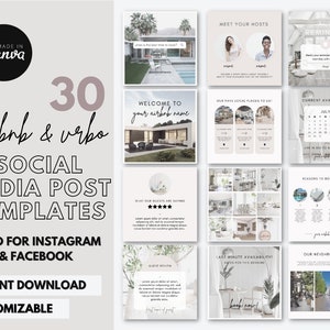 30 Airbnb Social Media Templates, Airbnb Marketing Social Media, Airbnb and vrbo Social Media Templates, Short Term Rental Social, BONUS!