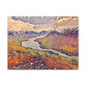 Slaughter Gulch Trail Canvas Digital Painting, Cooper Landing Alaska