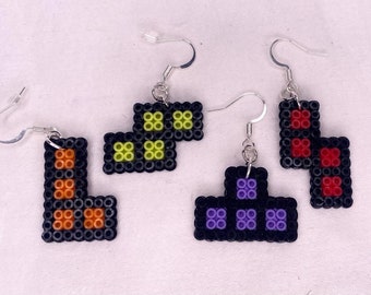 Vintage Video Game Earring Set with case! Mismatching earrings set ~ Colorful, Geeky, Nerdy! Tetriss