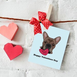Carta di San Valentino francese, Carta Bulldog francese, Carta di San Valentino disegnata a mano, Cartolina A5, Biglietto di auguri per amante dei cani, San Valentino carino
