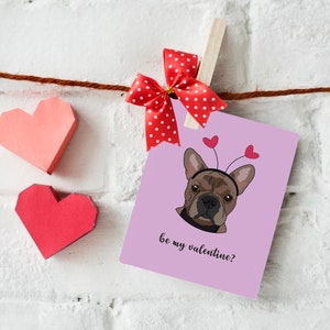 Frenchie Love Bug Valentines Karte, Französische Bulldogge Karte, Handgezeichnete Valentinskarte, A5 Karte, Grußkarte für Hundeliebhaber, niedliche Valentinstagskarte