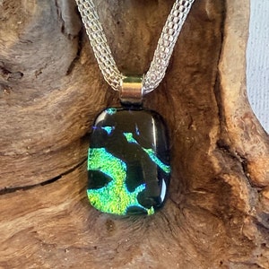 Dichroic glass jewelry pendant, Dichroic glass necklace, Fused glass pendant, Dichroic jewelry, Boho, Fused glass necklace, Dichroic jewelry