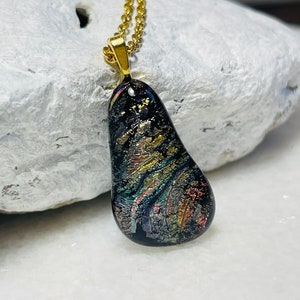 Dichroic Glas Anhänger, Dichroic Glas Halskette, Anhänger aus geschmolzenem Glas, Dichroic Schmuck, Boho Schmuck, Dichroic Glasschmuck