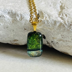 Dichroic fused glass pendant, Shimmering dichroic fused glass necklace, Boho jewelry, Fused Glass jewelry, Unique dichroic jewelry