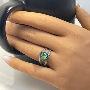 Stunning dichroic glass adjustable ring, Oval shaped dichroic multi colored glass ring, Starburst oval dichroic adjustable glass gold ring