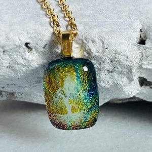Tree of life willow dichroic glass jewelry Pendant, Dichroic glass necklace, Fused Glass jewelry pendant, Glass necklace, Boho jewelry