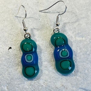 Fused glass Murrini millefiori dangle earrings, Sterling silver drop earrings, Fused glass earrings, Murrini glass jewelry, Boho jewelry