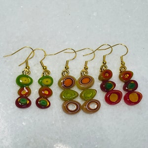 Beautiful fused glass Murrini dangle earrings, Sterling silver drop earrings, Fused glass earrings, Dichroic glass jewelry, Boho jewelry