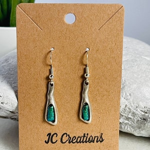 Danielle Silver Drop Earrings in Dichroic Glass main image 1