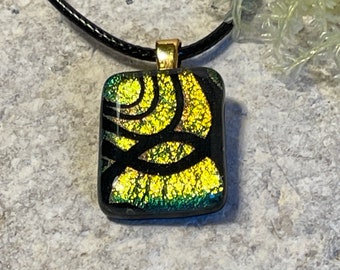 Dichroic fused glass Pendant, Shimmering dichroic fused glass necklace, Boho jewelry, Fused Glass jewelry, Unique, Dichroic glass jewelry