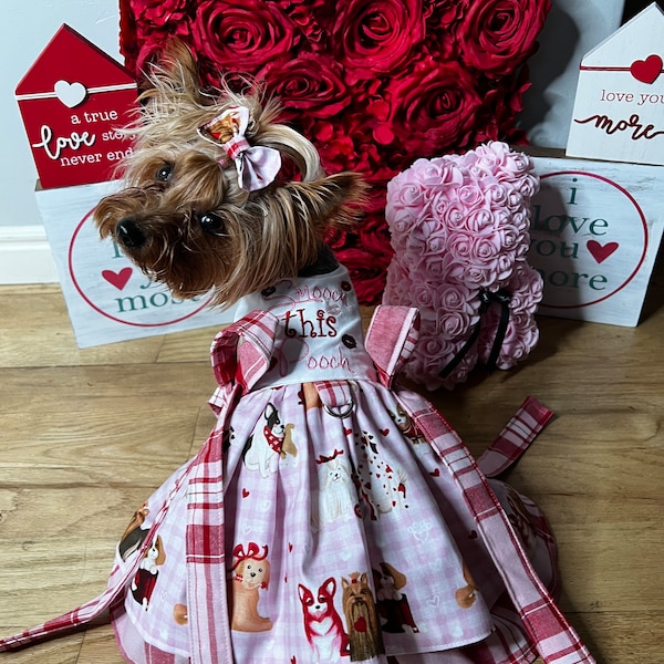 Pet Dress Valentine Smooch This Pooch Theme, Hearts, Kisses, Cupid, Mischief, Custom Harness