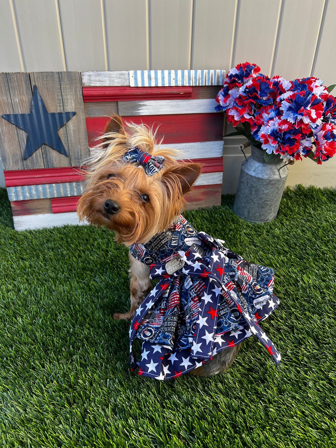 Dog Dress Veteran Theme Air Force Harness Cat Custom Clothes Made in Puppy or Kitten XXS XS Small Medium Large Size America USA Etsy