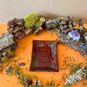 Handmade ceramic rectangular plate, Incense cone and smudge holder, Ash catcher, Candle holder, Jewelry tray, Business cards holder