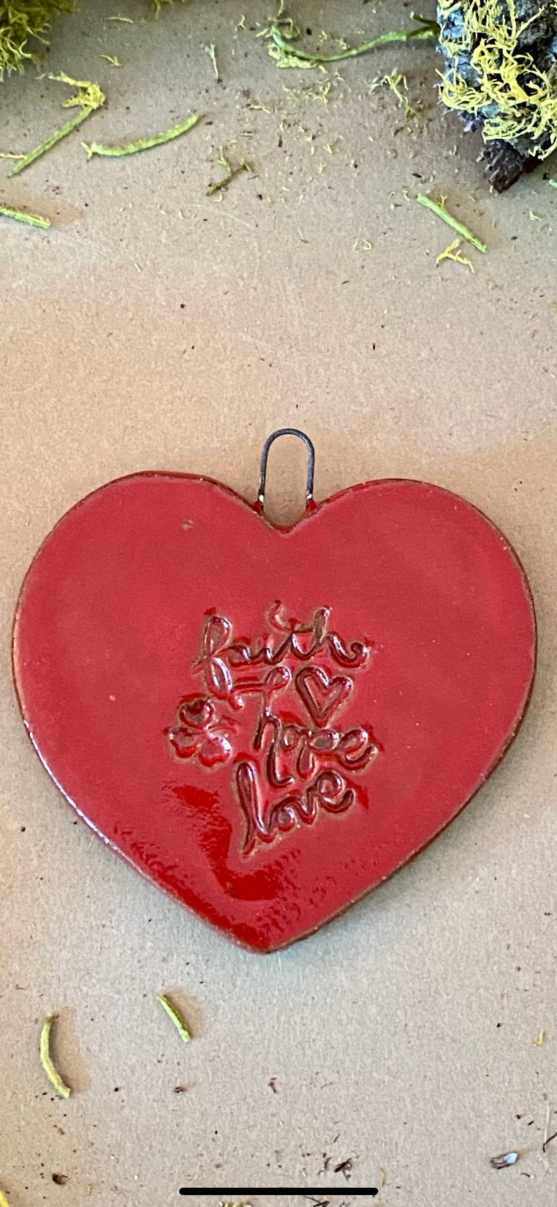 Handmade Stoneware Ceramic Heart, Wall Decor, Tree Ornament, Incense