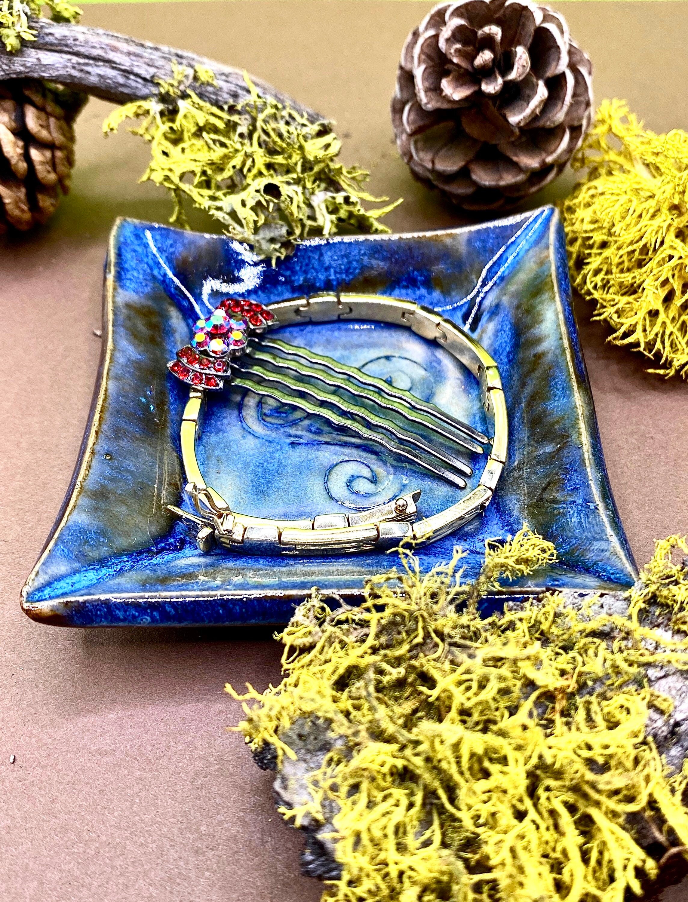 Handmade Stoneware Ceramic Square Plate, Incense Cone Holder, Smudge