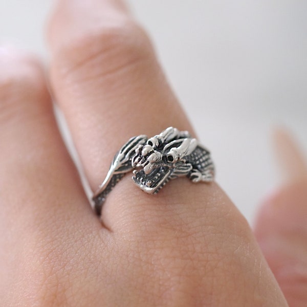 Asian Dragon Solid 925 Sterling Silver Ring, Unique Dragon Ring for Men, Fashion Ring, Gift Ring for Men, Signet Ring for Men, Vintage Ring