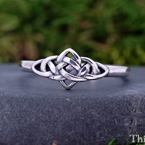 Celtic Endless Knot Ring | Solid 925 Sterling Silver Silver Ring | Womens Promise Ring | Multiple Triquetra Knot Ring  | Simple Silver Ring