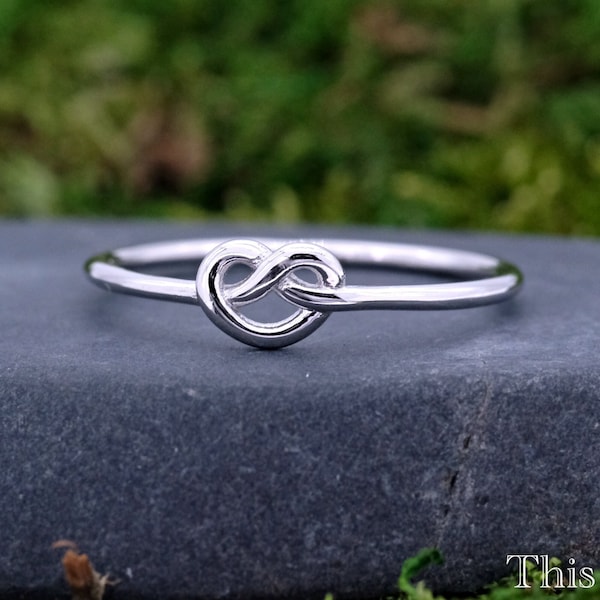 Tiny Heart Knot Ring | Solid Silver Heart Knot Engagement Ring | Promise Ring for Her | Small Pretzel Shape Knot Wedding Ring | Girls Womens