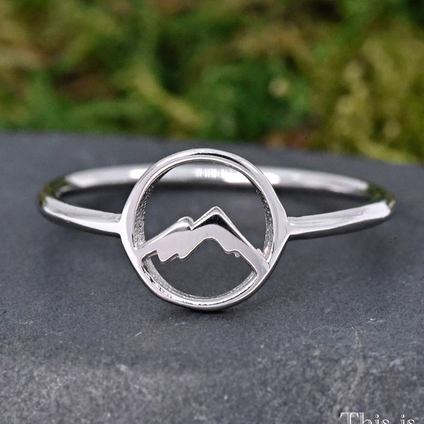 Sterling Silver Mountain Karma Ring • Geometric Ring • Open Circle Ring • Moon Ring • Women's Silver Ring • Mountain Ring • Ring for Her