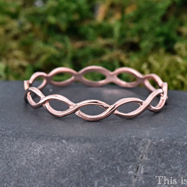 Rose Gold Silver Thumb Ring • Women's Midi Ring • Twisted Ring • Braided Knot Eternity Band • Rose Gold Plated Silver Ring • Minimalist Ring