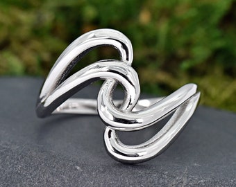 Wavy Twisted Freeform Ring • Solid 925 Sterling Silver Ring • Womens Silver Ring • Thumb Finger • Everyday Jewelry